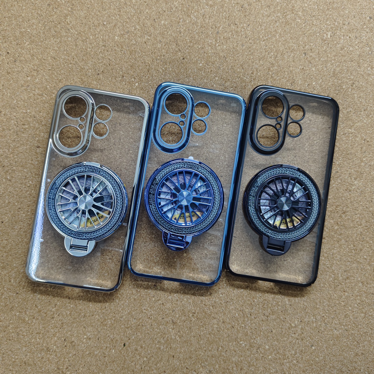 Vivo X200 FE Stylish Transparent Chrome PC Hard Back Cover With Wheel Magsafe Stand