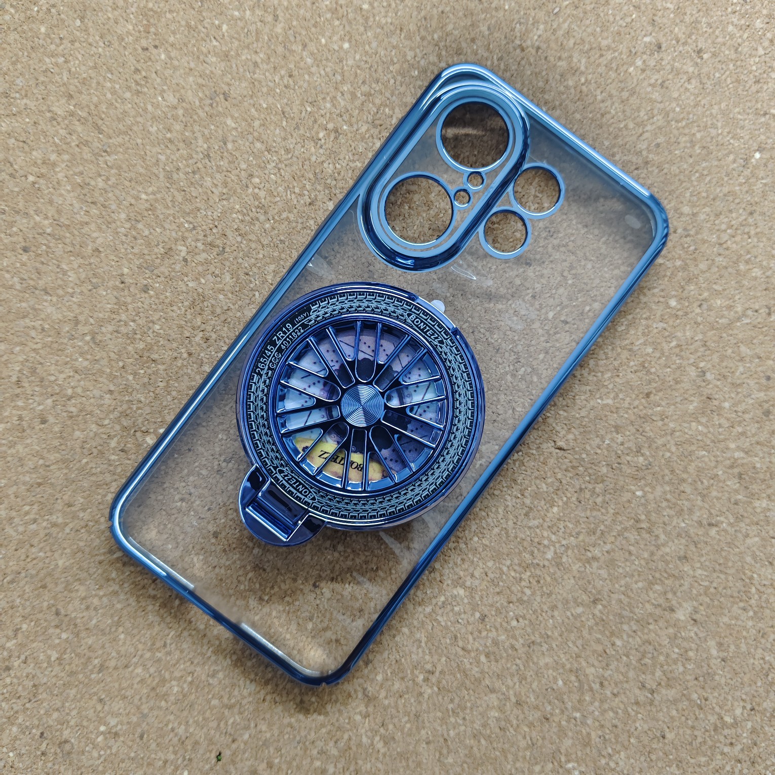 Vivo X200 FE Stylish Transparent Chrome PC Hard Back Cover With Wheel Magsafe Stand