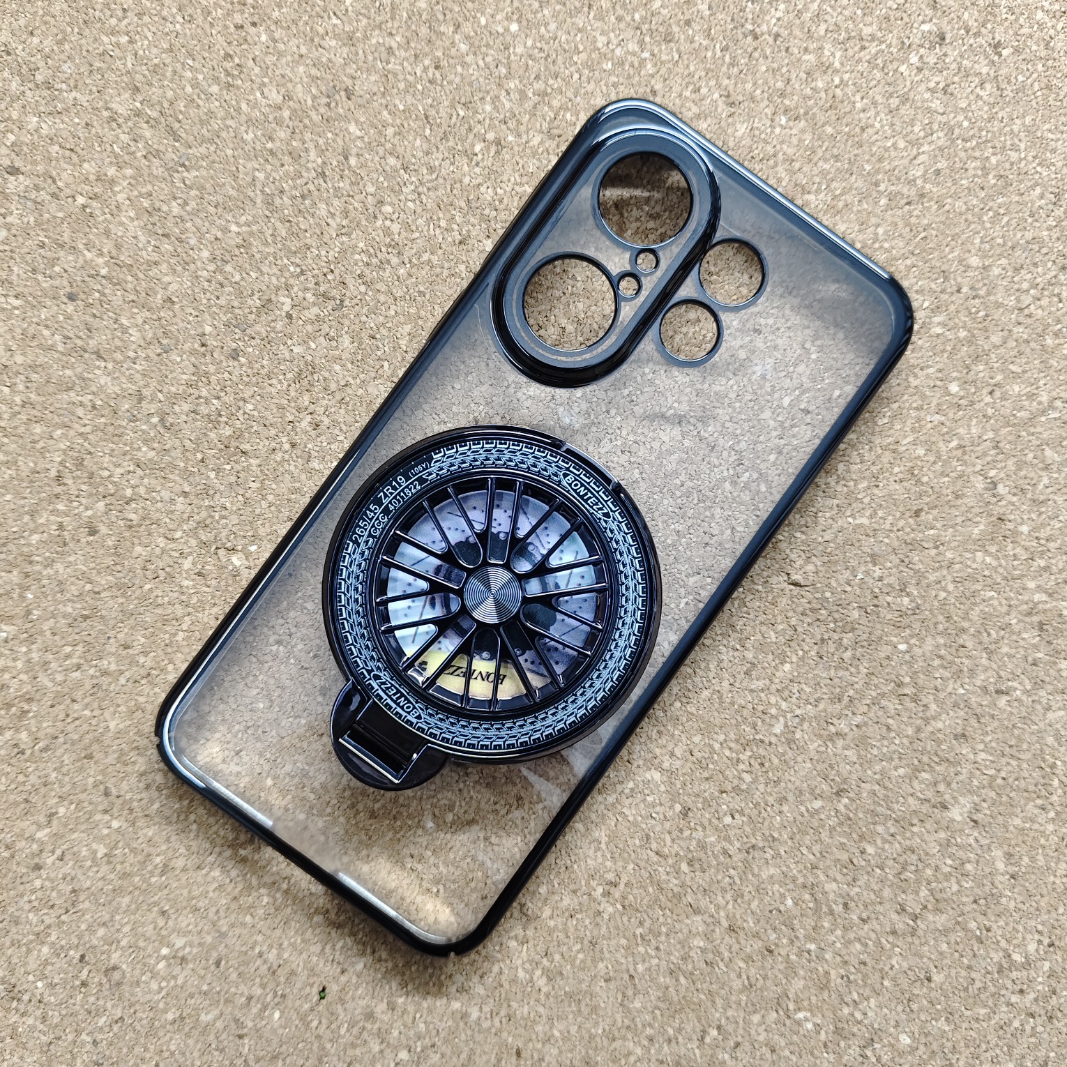 Vivo X200 FE Stylish Transparent Chrome PC Hard Back Cover With Wheel Magsafe Stand