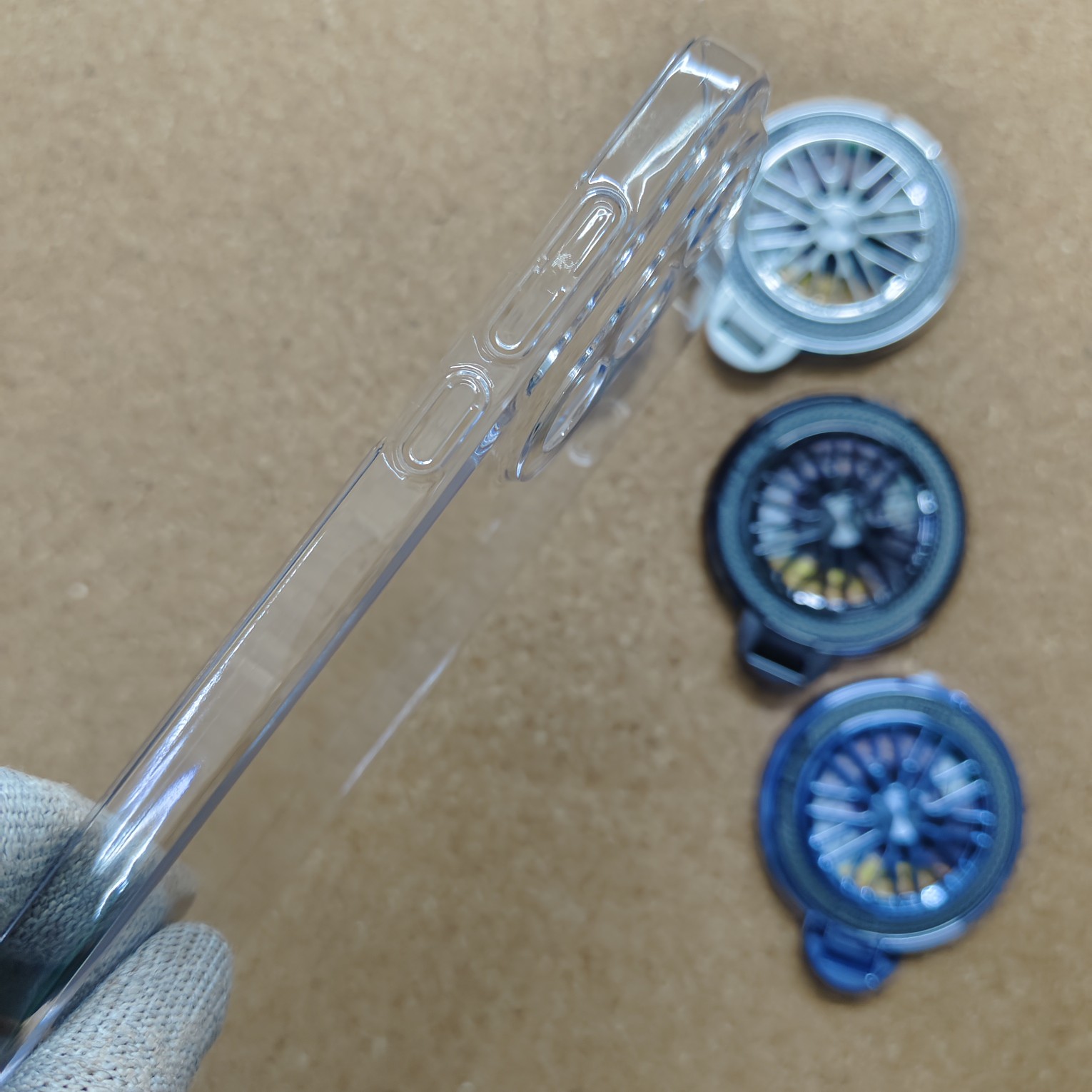 Oneplus Nord 5 Transparent Crystal PC Hard Back Cover With Wheel Magsafe Stand - Image 3