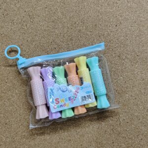 Toffee Shaped Two Sided Colourful Highlighters Pack Of 6