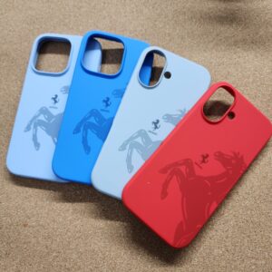 iPhone 16 Pro OG Silicon Back Cover With Soft Cloth inside Ferrari Print