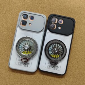Infinix Note 60 Premium Transparent Anti Yellow Doy Case Back Cover With Wheel Magsafe Stand