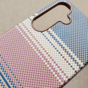 Samsung S24 FE Premium Fiber Pixel Design Back Cover with Cloth inside
