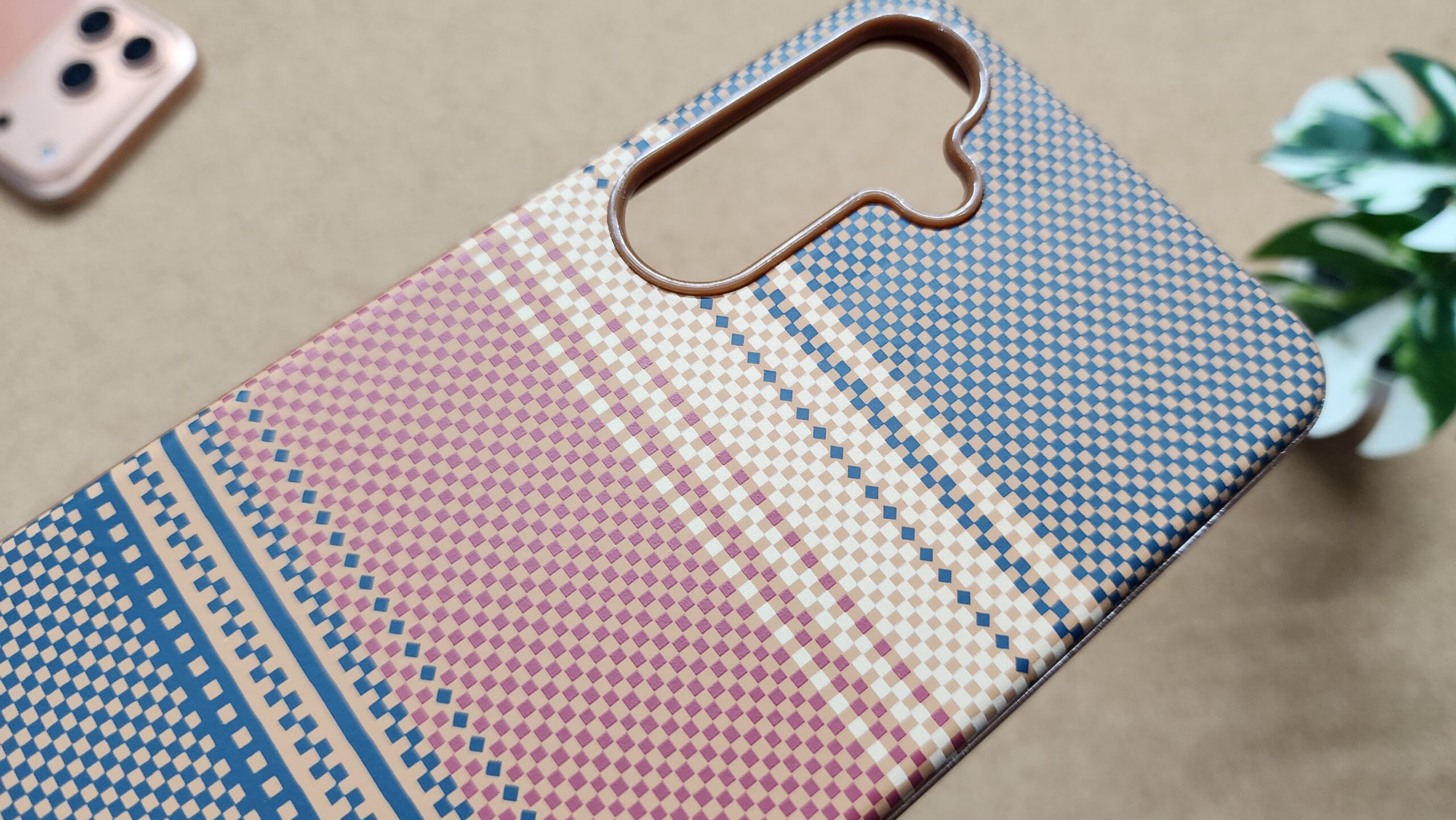 Samsung S24 FE Premium Fiber Pixel Design Back Cover with Cloth inside